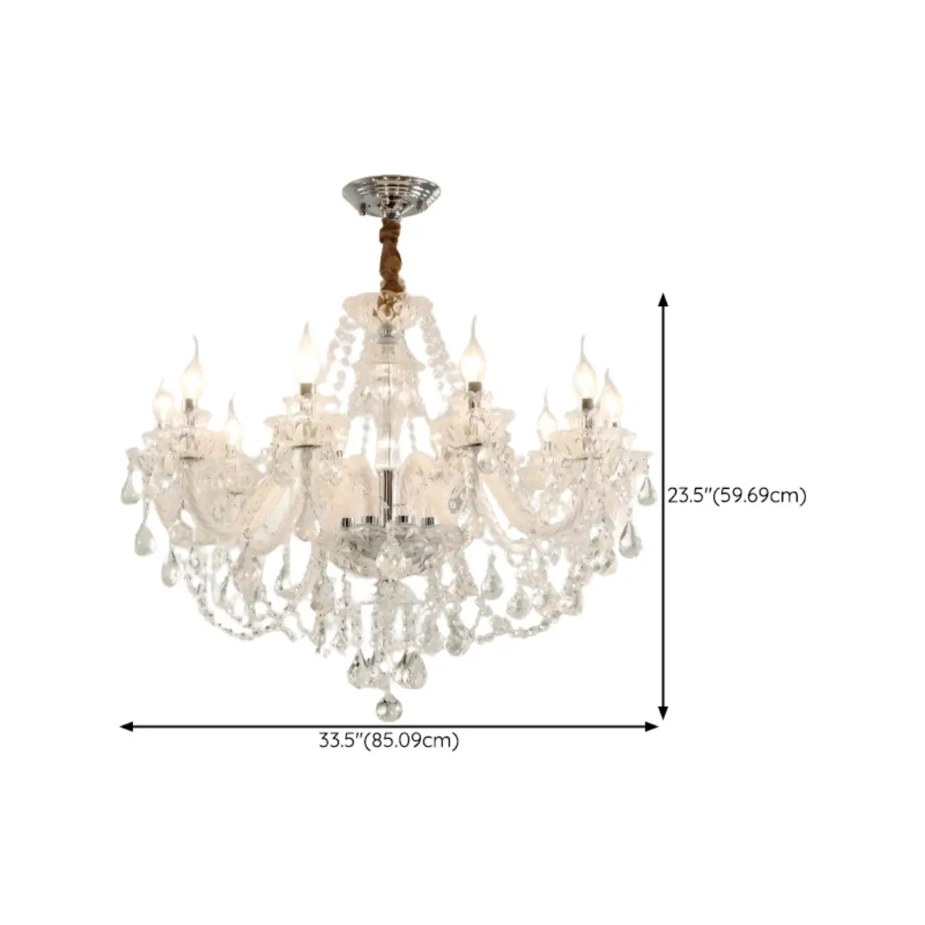Sophisticated Clear Candelabra Shadeless Crystal Chandelier