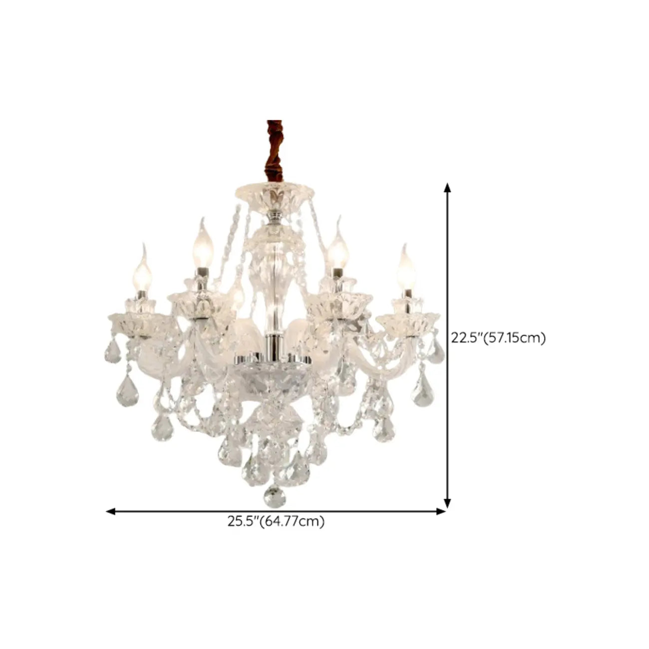 Sophisticated Clear Candelabra Shadeless Crystal Chandelier