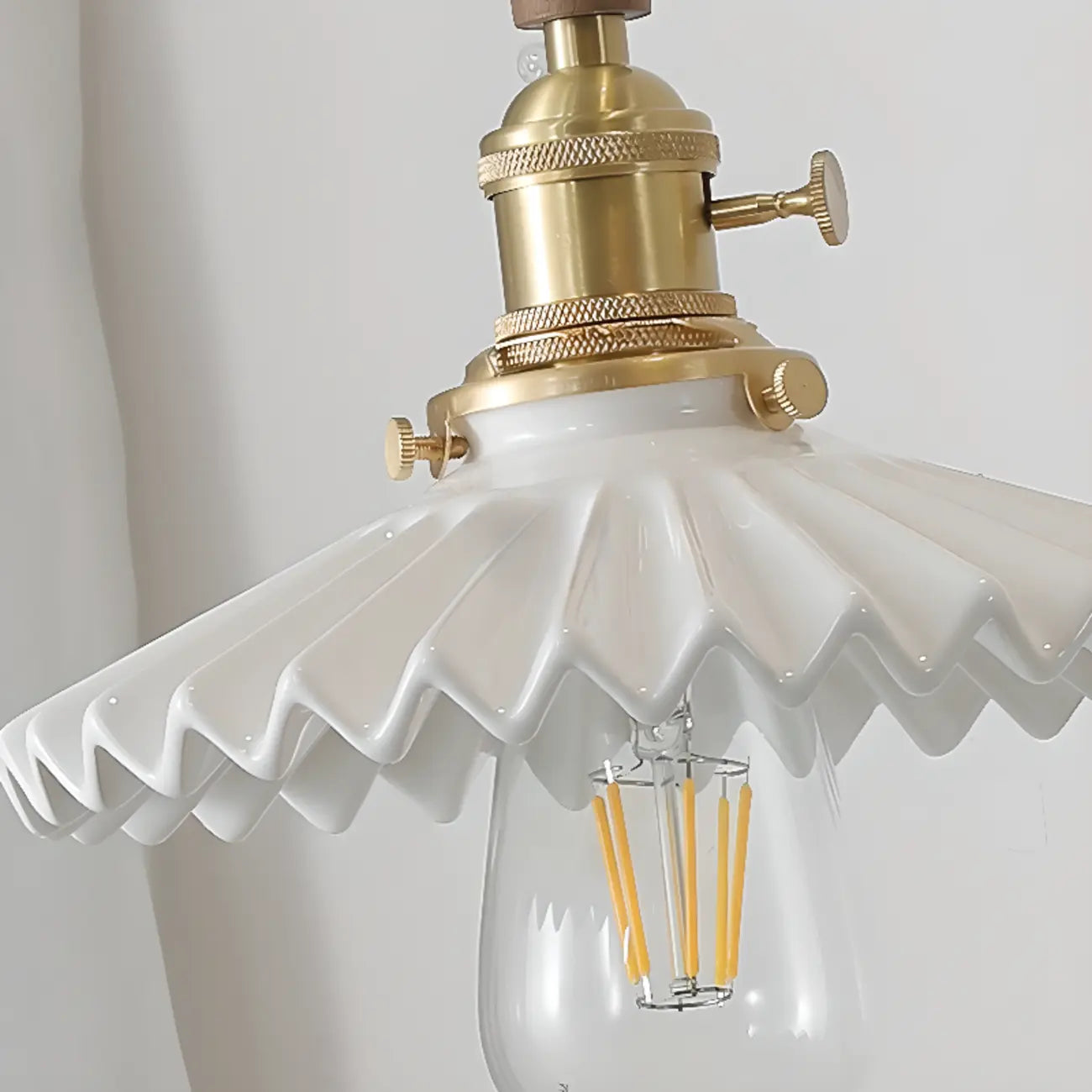 White Ceramic Floral Lampshade Pendant Light for Bedroom