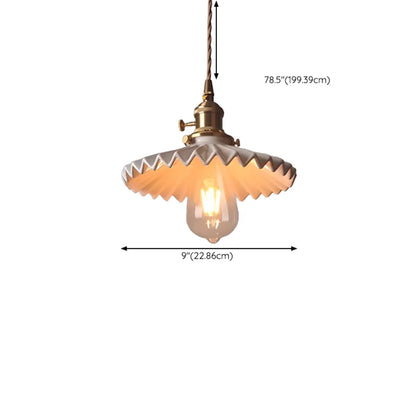 White Ceramic Floral Lampshade Pendant Light for Bedroom