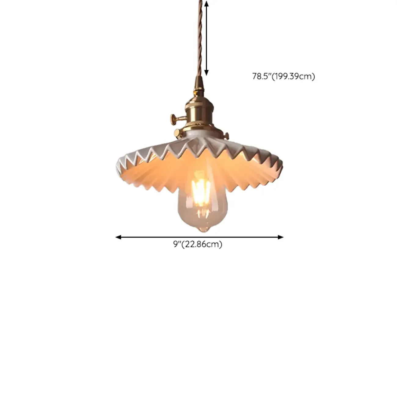 White Ceramic Floral Lampshade Pendant Light for Bedroom