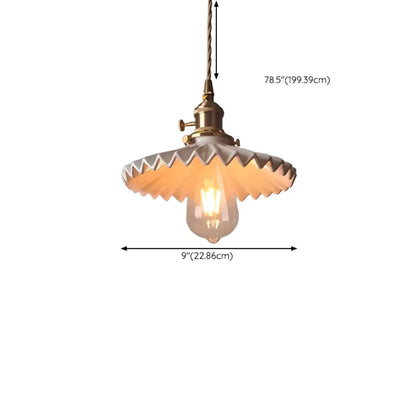 White Ceramic Floral Lampshade Pendant Light for Bedroom