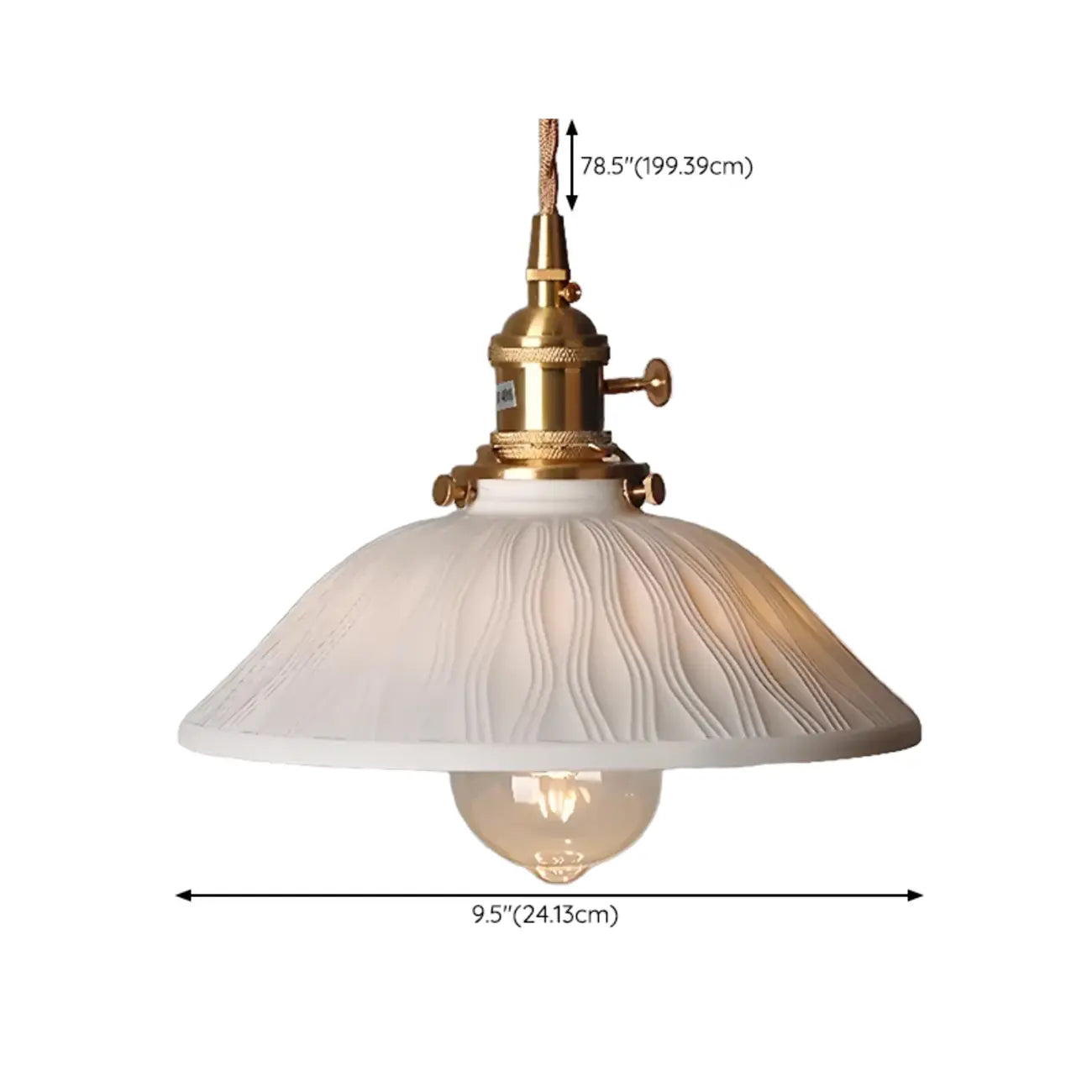 White Ceramic Floral Lampshade Pendant Light for Bedroom