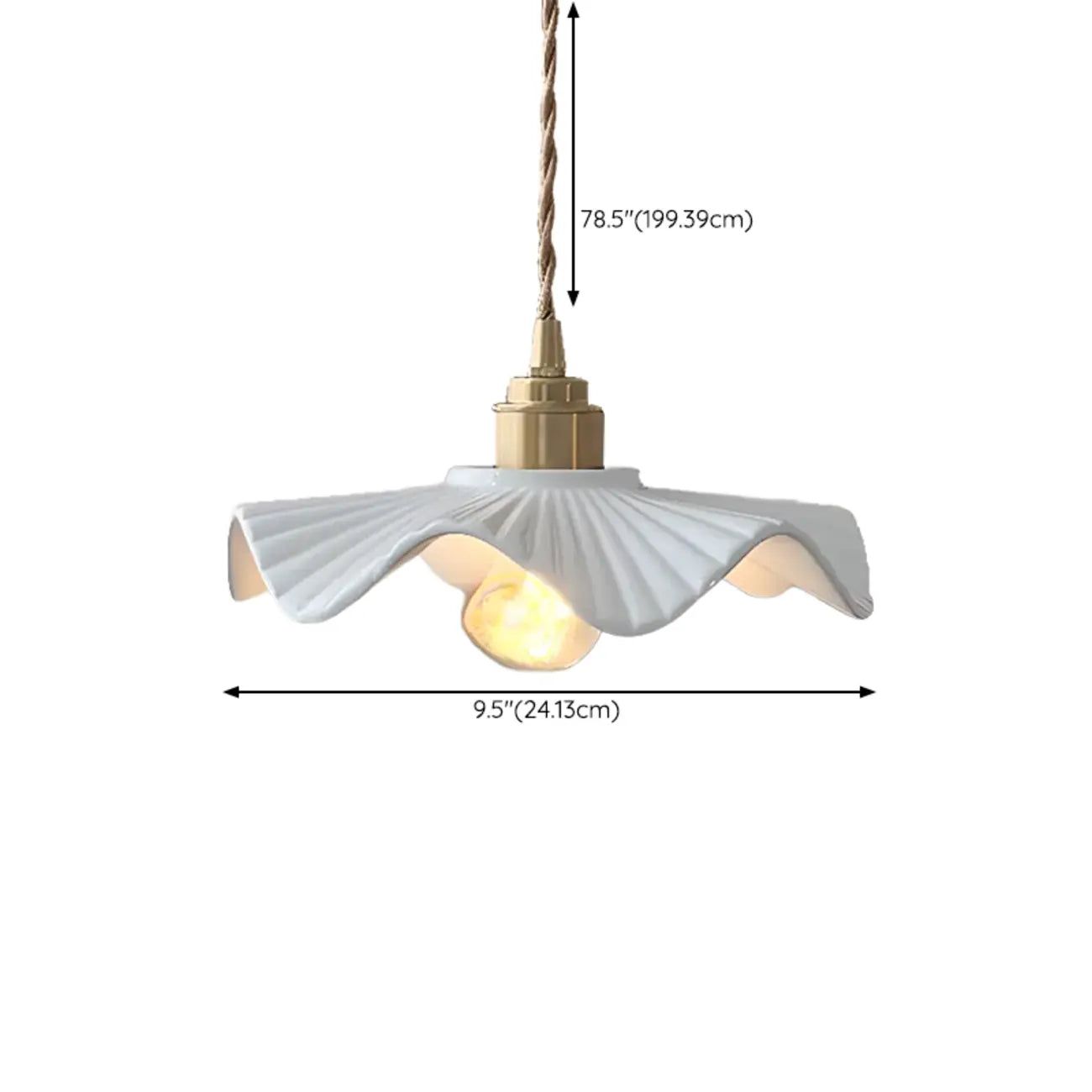 White Ceramic Floral Lampshade Pendant Light for Bedroom