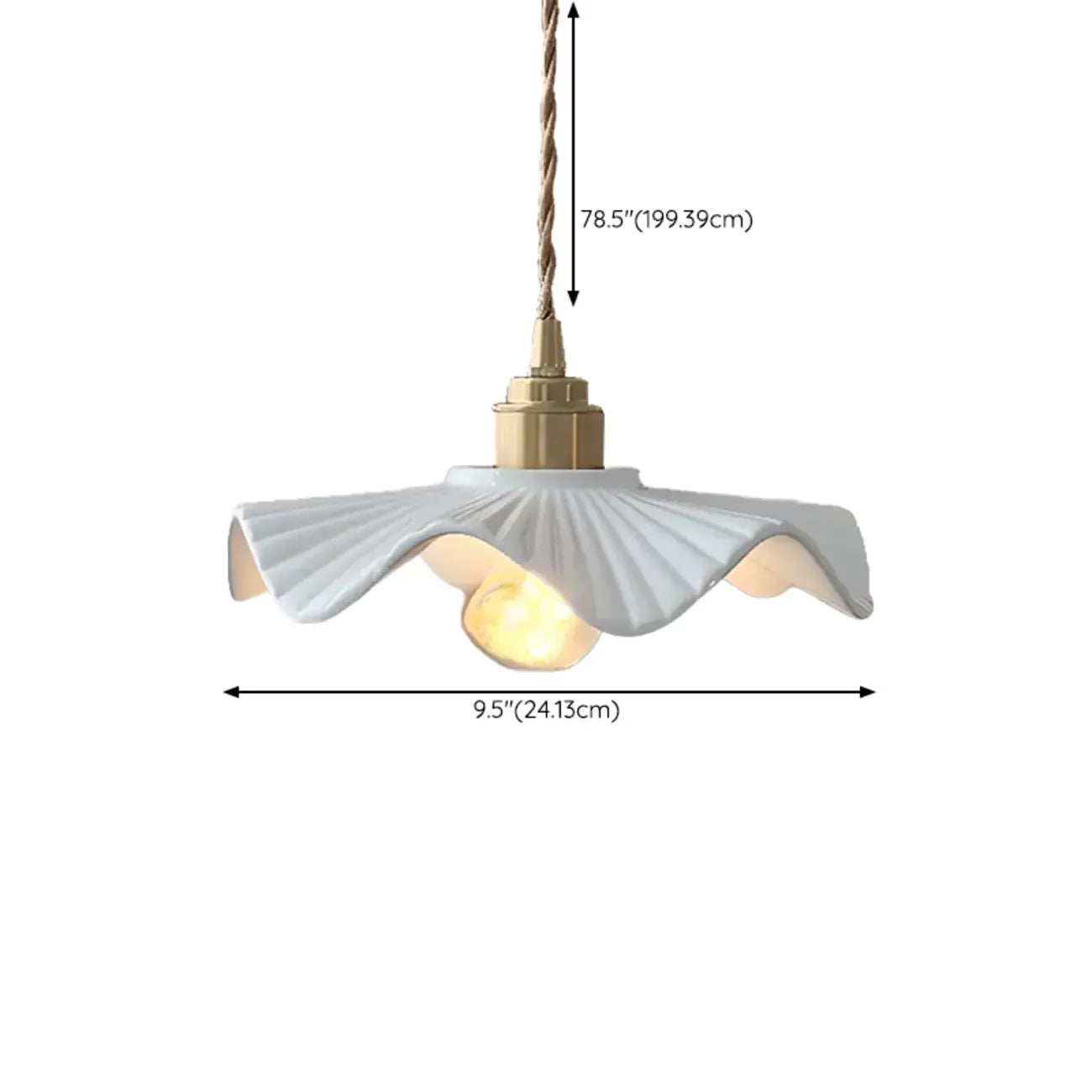 White Ceramic Floral Lampshade Pendant Light for Bedroom