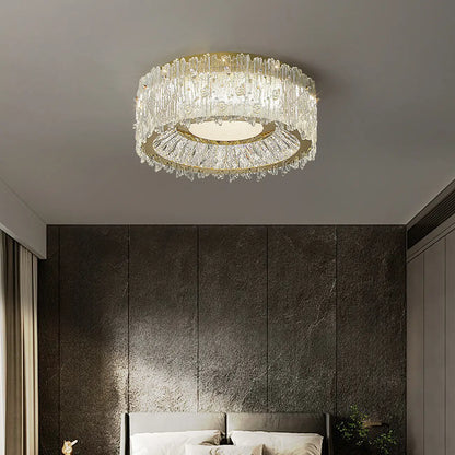 Modern Cylinder Crystal Ceiling Light for Living Room Use