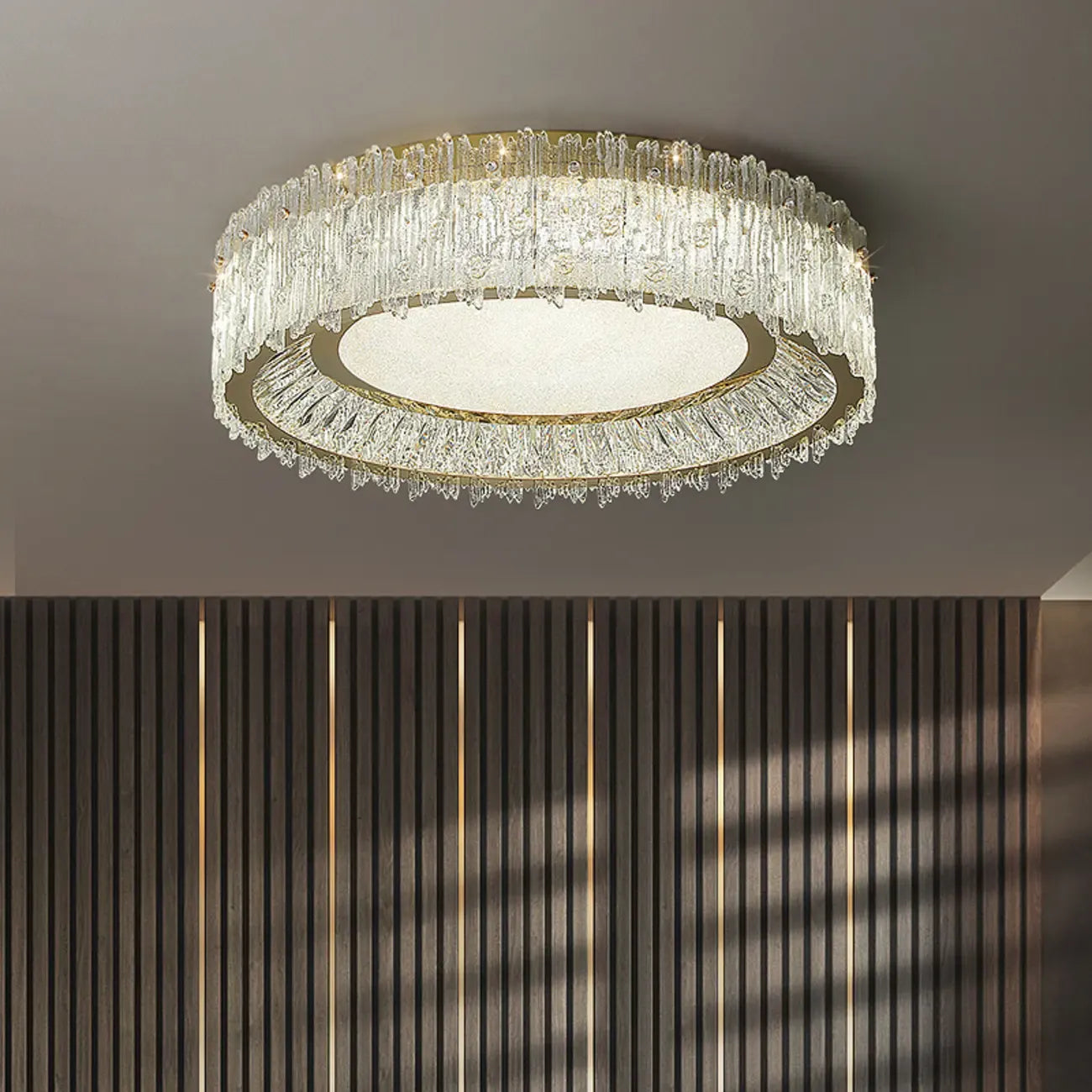 Modern Cylinder Crystal Ceiling Light for Living Room Use