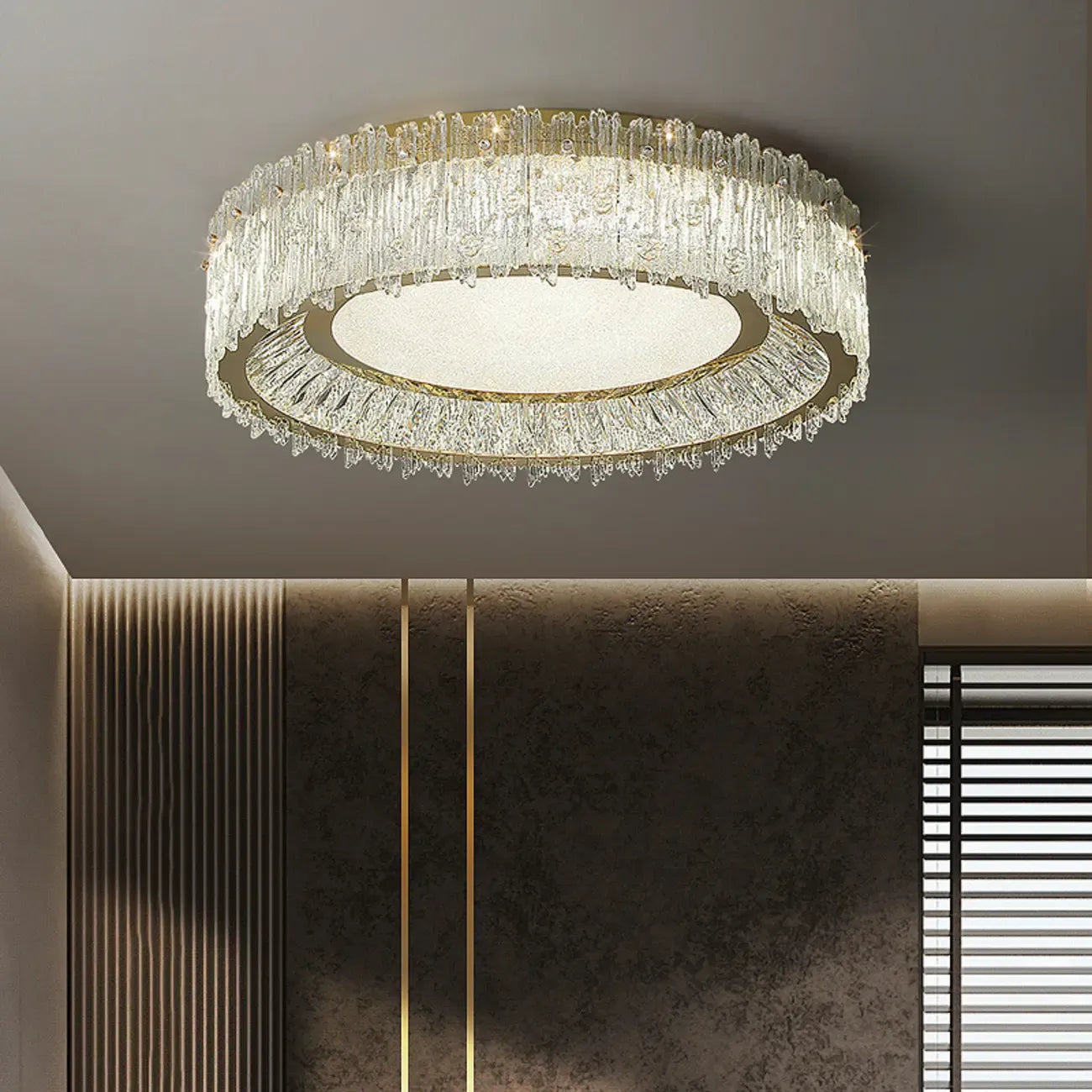 Modern Cylinder Crystal Ceiling Light for Living Room Use