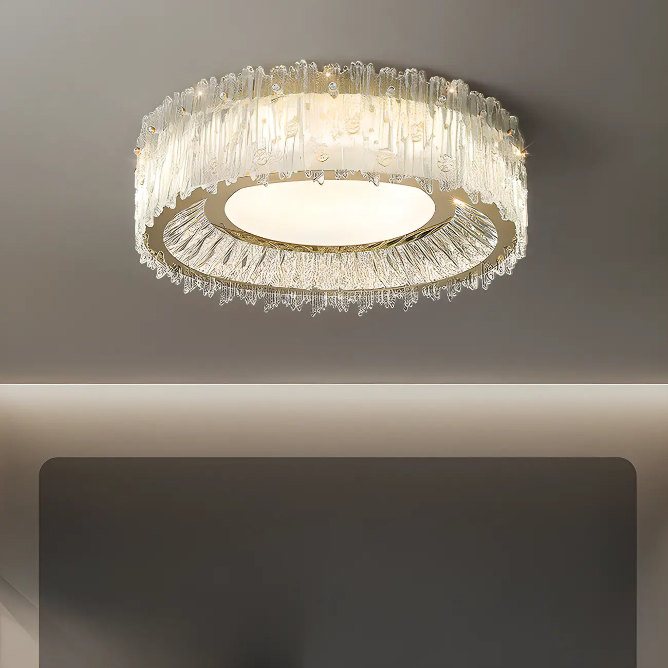 Modern Cylinder Crystal Ceiling Light for Living Room Use