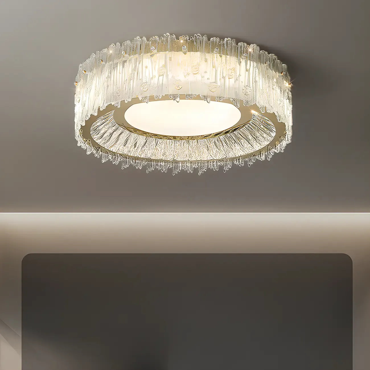 Modern Cylinder Crystal Ceiling Light for Living Room Use