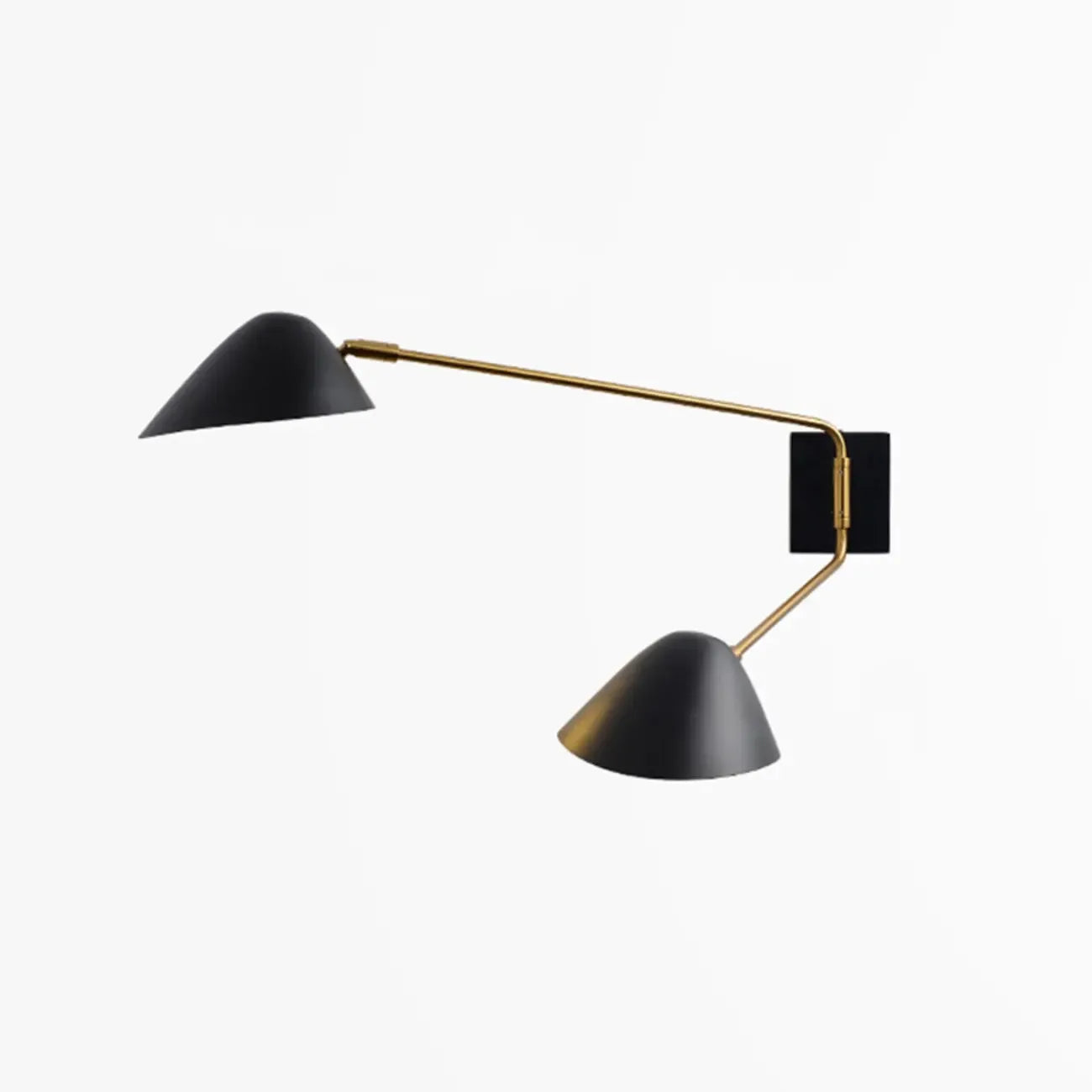 Black Metal 2-Light Swing Arm Wall Lamp for Living Room