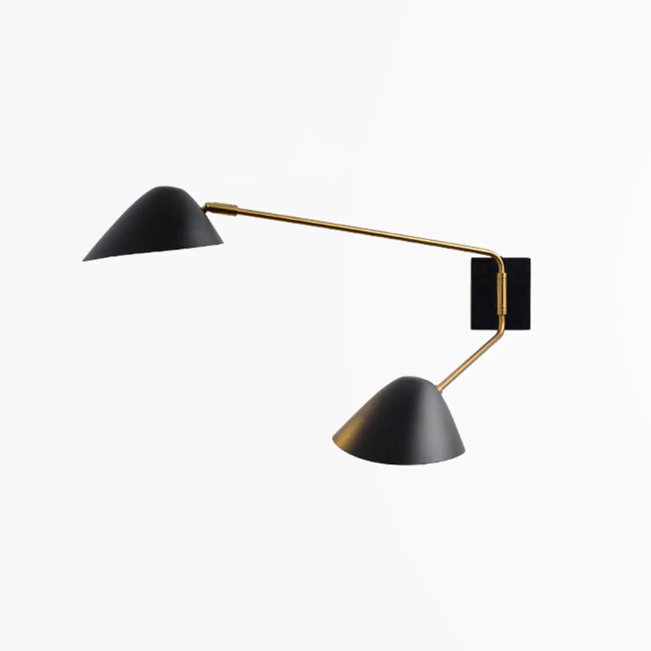 Black Metal 2-Light Swing Arm Wall Lamp for Living Room