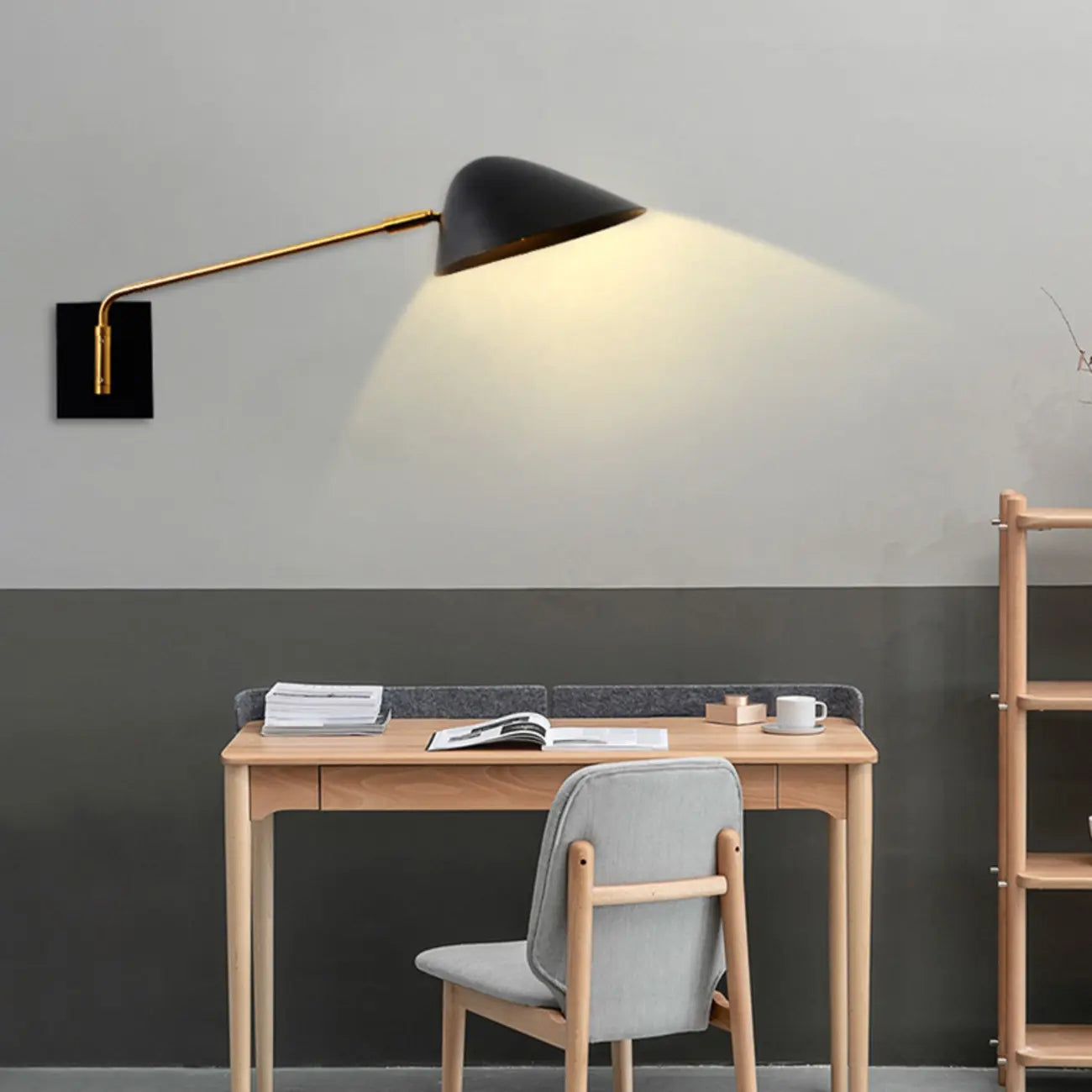 Black Metal 2-Light Swing Arm Wall Lamp for Living Room