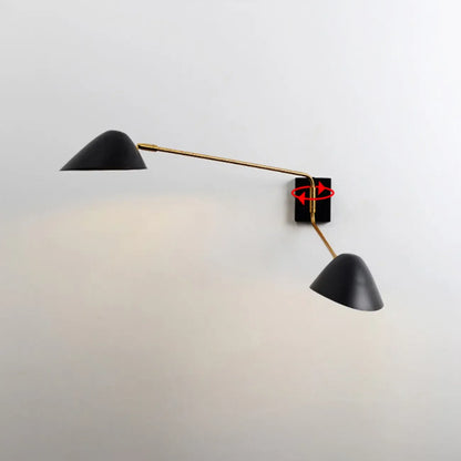 Black Metal 2-Light Swing Arm Wall Lamp for Living Room