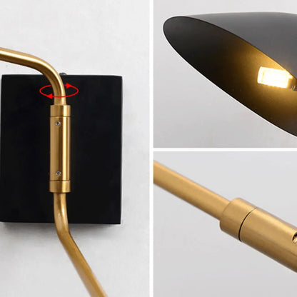 Black Metal 2-Light Swing Arm Wall Lamp for Living Room