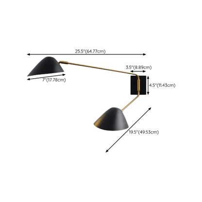 Black Metal 2-Light Swing Arm Wall Lamp for Living Room