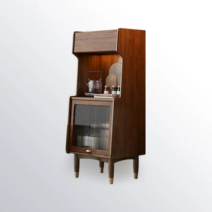 Modern Wooden Brown Wine Cabinet for Living Room Display