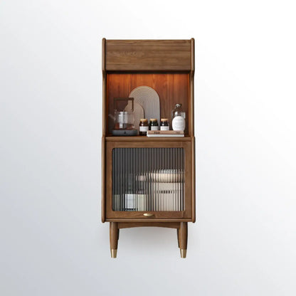 Modern Wooden Brown Wine Cabinet for Living Room Display