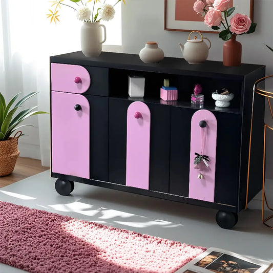 Adorable Purple Accent Cabinet with Exterior Shelf