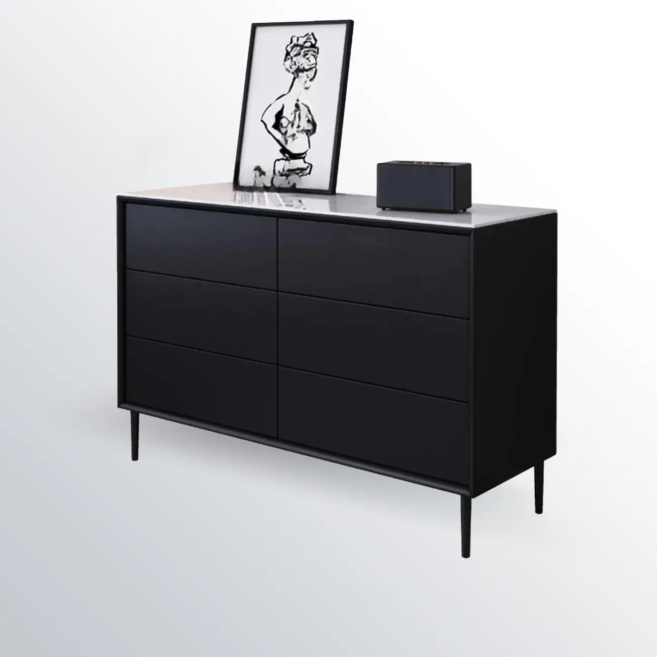 6 Modern Black Accent Cabinet for Bedroom & Living Room
