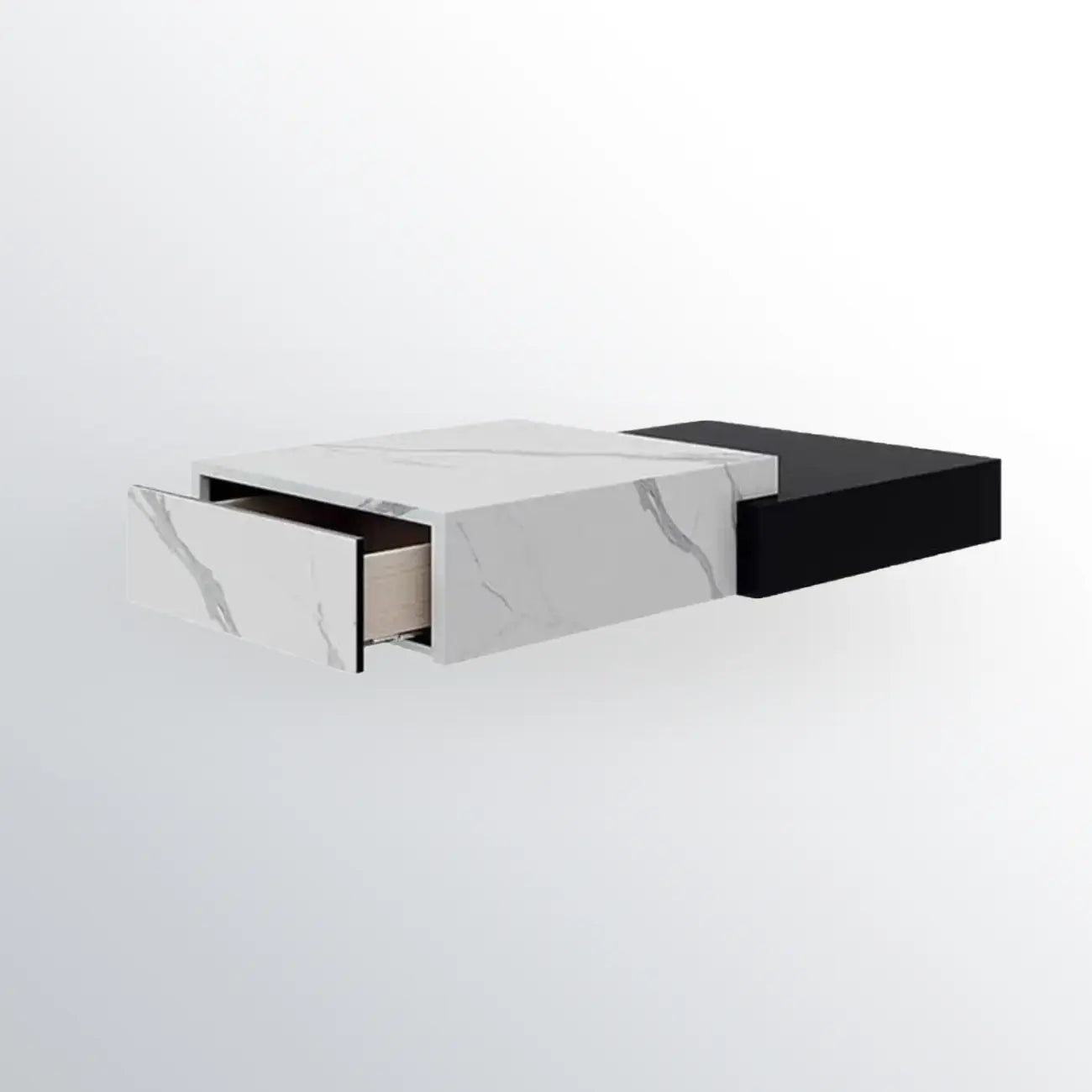 Modern Marble Nesting Coffee Table Set in Black and White