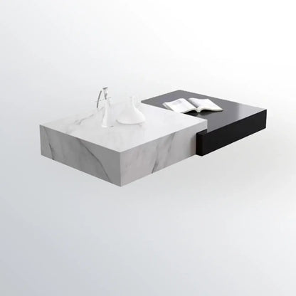 Modern Marble Nesting Coffee Table Set in Black and White
