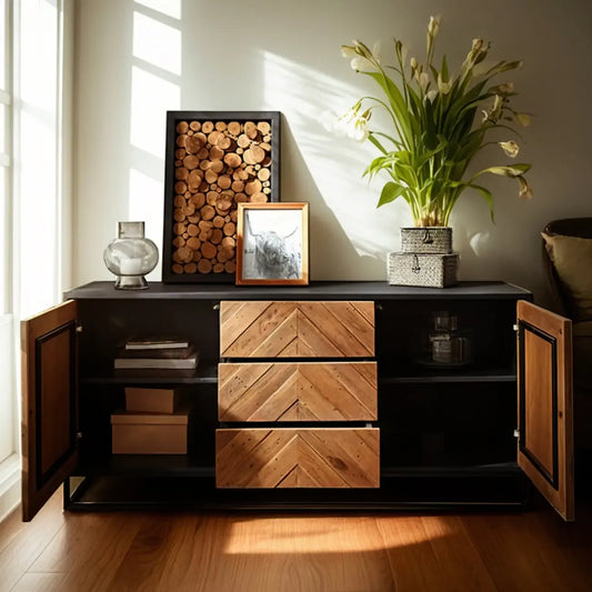 3 Drawers Modern Pine Storage Cabinet for Living Room