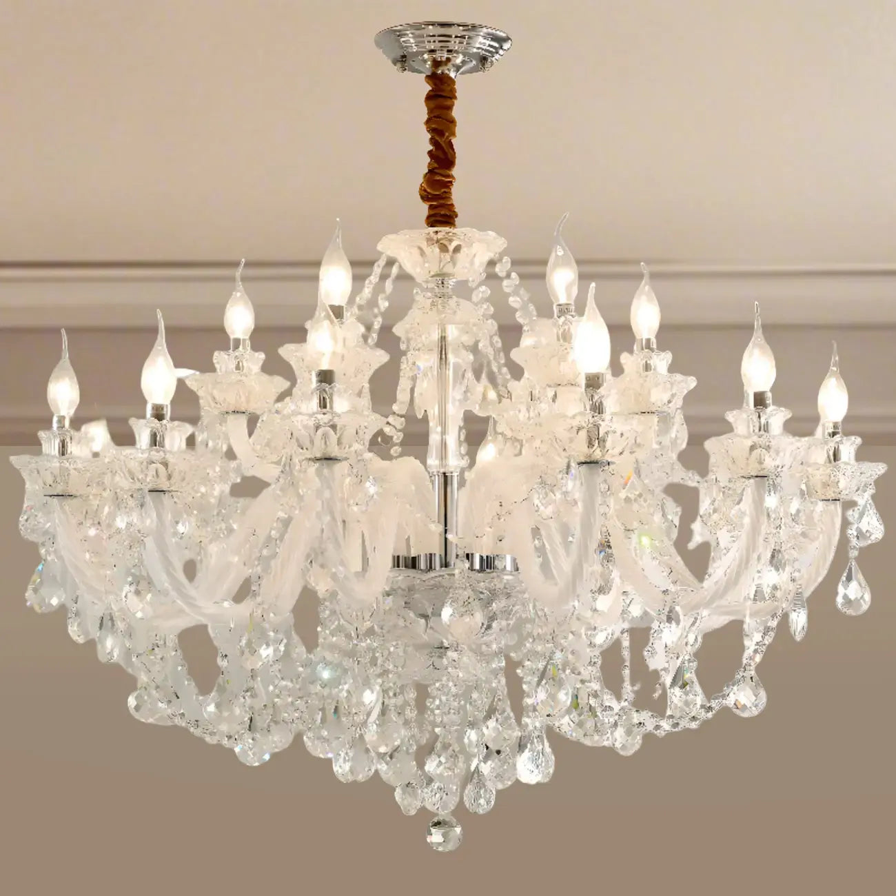 Sophisticated Clear Candelabra Shadeless Crystal Chandelier