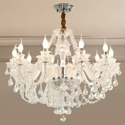 Sophisticated Clear Candelabra Shadeless Crystal Chandelier
