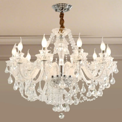 Sophisticated Clear Candelabra Shadeless Crystal Chandelier