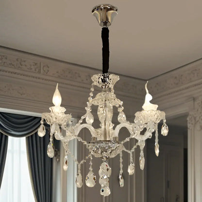 Sophisticated Clear Candelabra Shadeless Crystal Chandelier