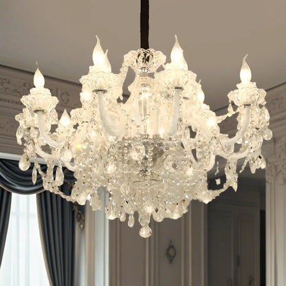 Sophisticated Clear Candelabra Shadeless Crystal Chandelier
