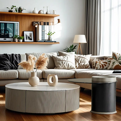 Modern Elegant Glass Round Nesting Coffee Table with 5 Sizes