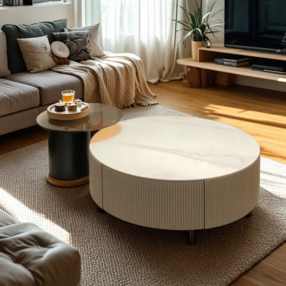 Modern Elegant Glass Round Nesting Coffee Table with 5 Sizes