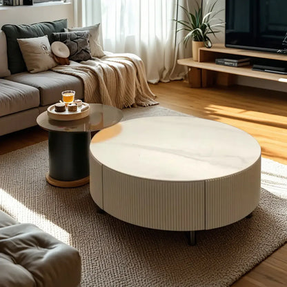 Modern Elegant Glass Round Nesting Coffee Table with 5 Sizes