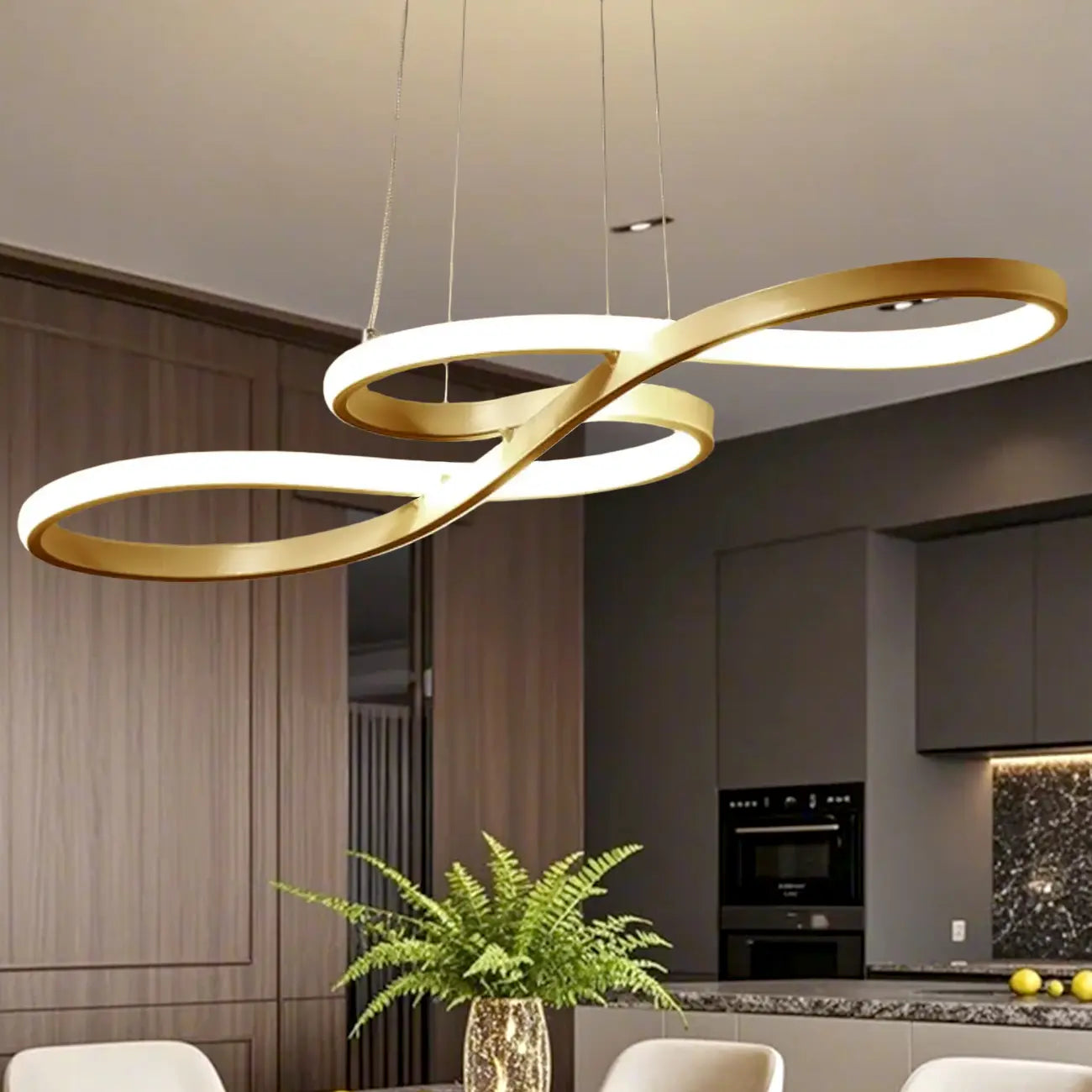 Modern White Linear LED Island Pendant Light with Multi Dimming
