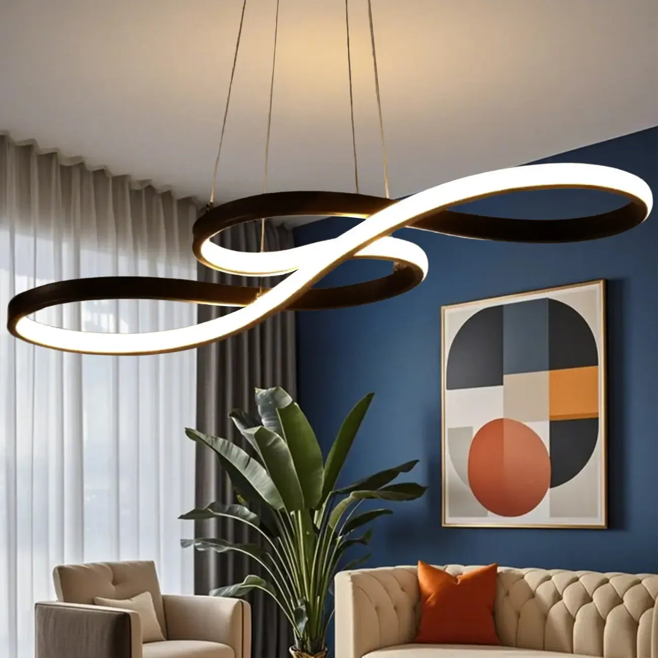 Modern White Linear LED Island Pendant Light with Multi Dimming