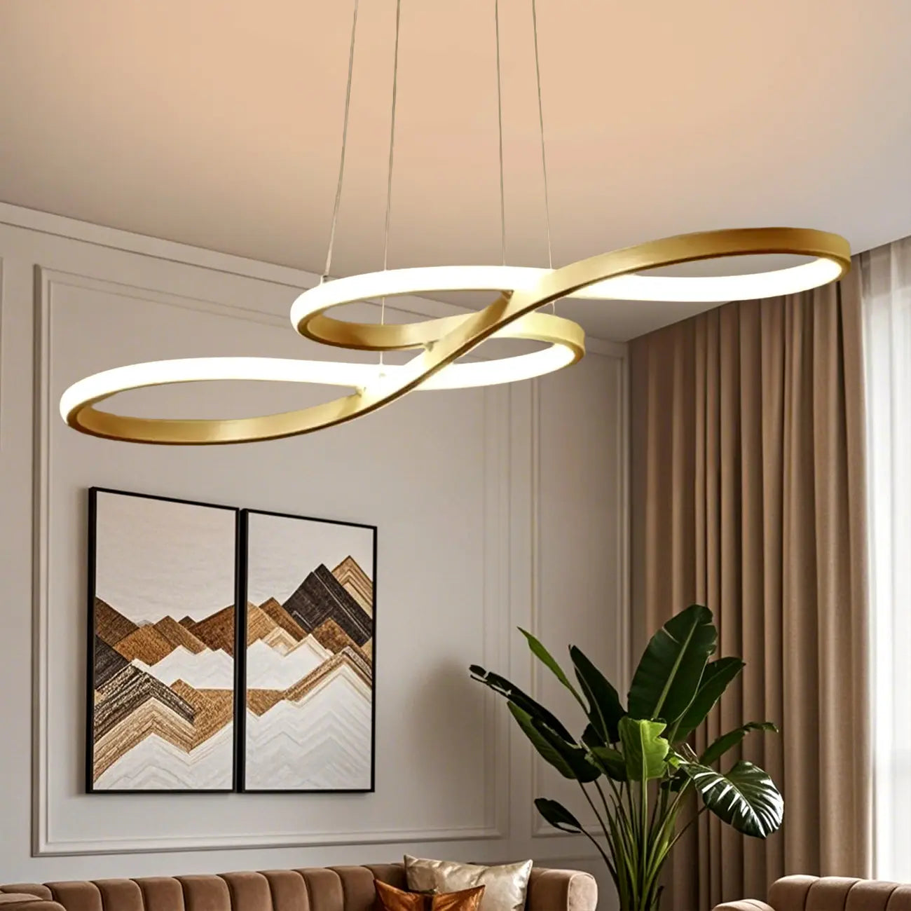 Modern White Linear LED Island Pendant Light with Multi Dimming