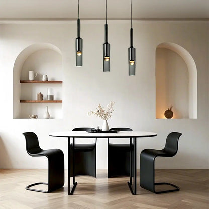 Glass Island Pendant Light Cylindrical Shape in Grey for Kitchen