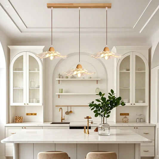 Elegant Clear Glass Floral Pendant Light with 3 Lights