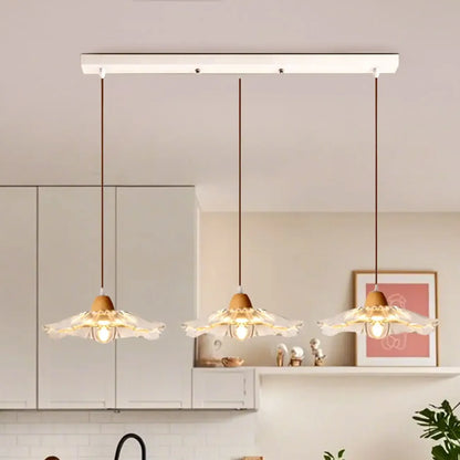 Elegant Clear Glass Floral Pendant Light with 3 Lights