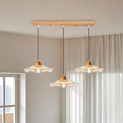 Elegant Clear Glass Floral Pendant Light with 3 Lights