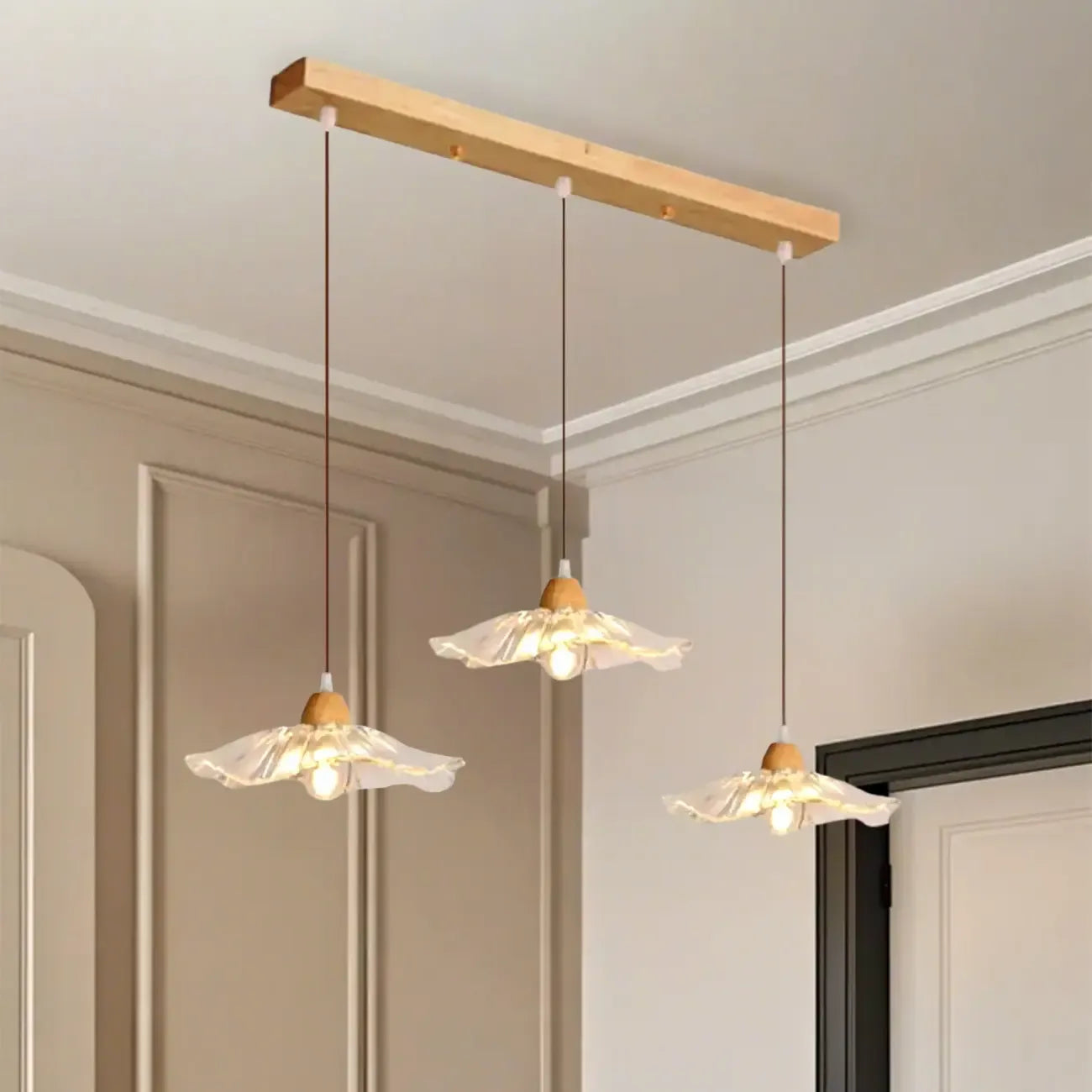 Elegant Clear Glass Floral Pendant Light with 3 Lights