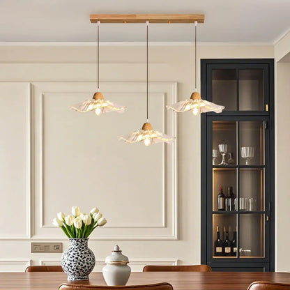 Elegant Clear Glass Floral Pendant Light with 3 Lights