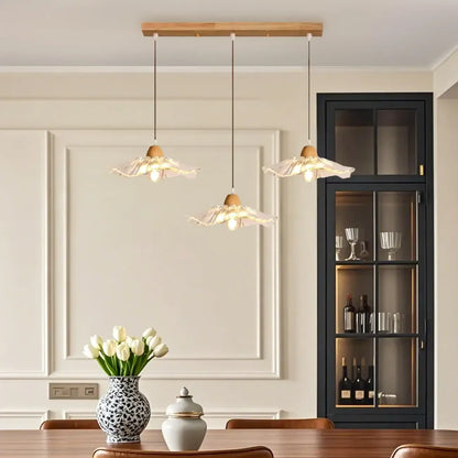 Elegant Clear Glass Floral Pendant Light with 3 Lights