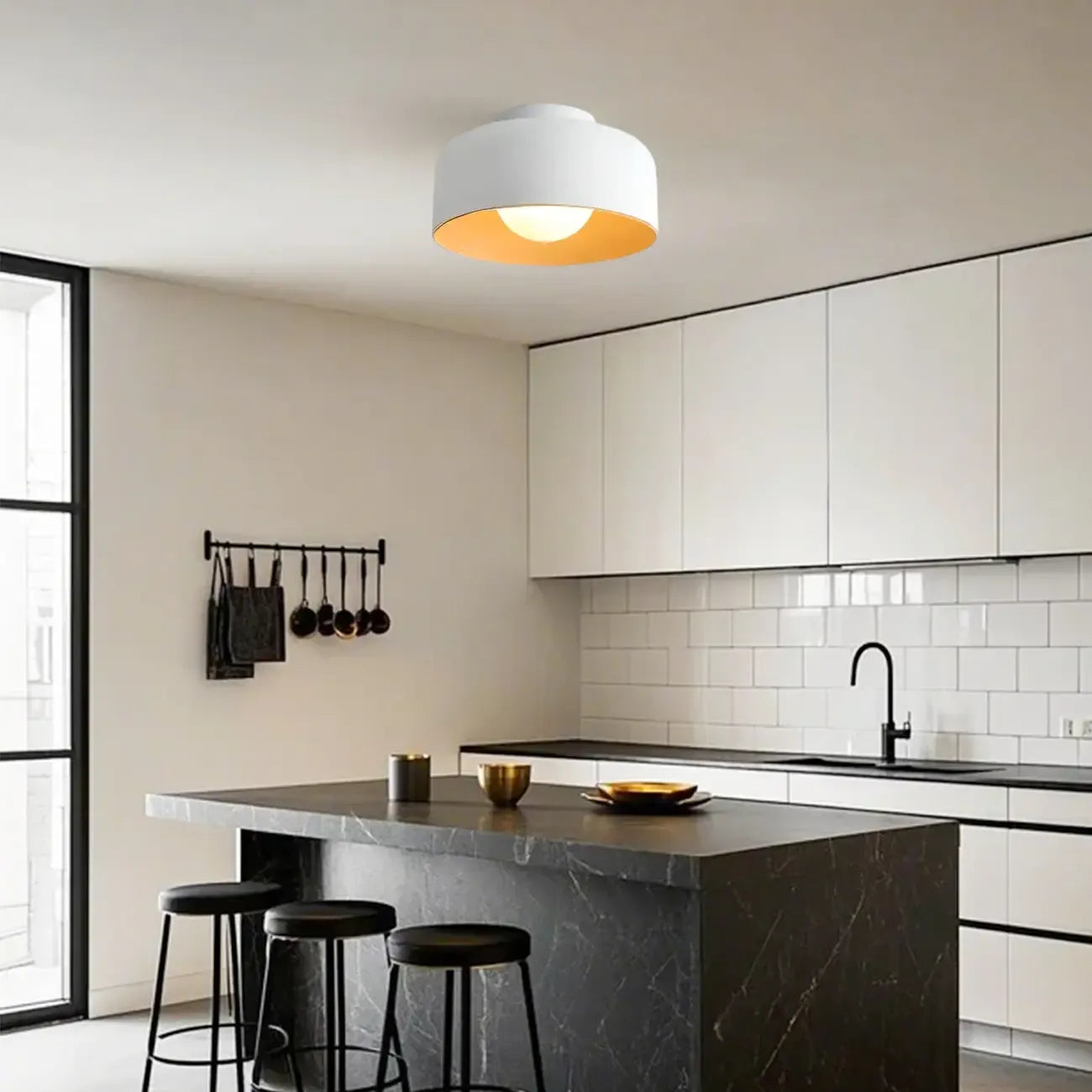 Modern Metal Jar-Shaped Semi Flush Ceiling Light