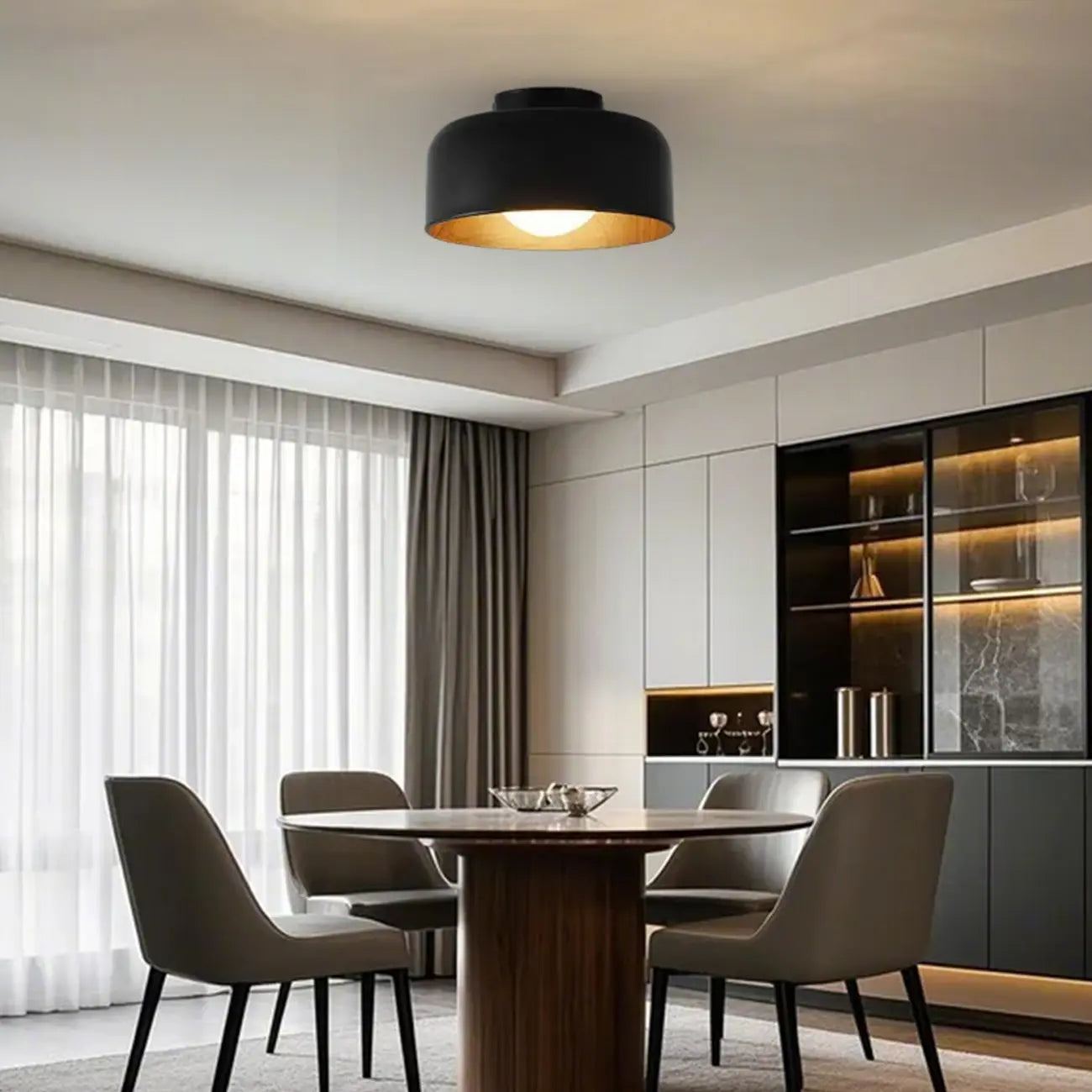 Modern Metal Jar-Shaped Semi Flush Ceiling Light