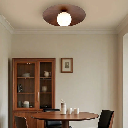 Mini Natural Finish Semi-Flush Ceiling Light for Living Room