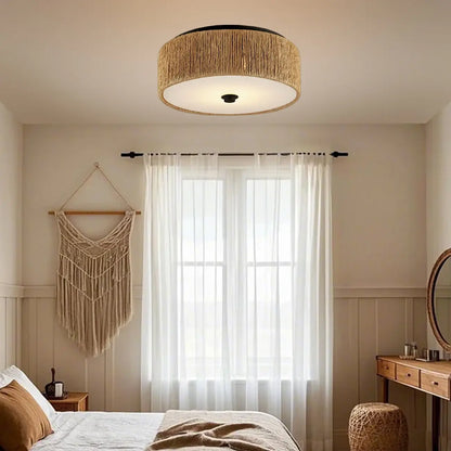 Oriental Cylinder Flush Mount Ceiling Light for Bedroom