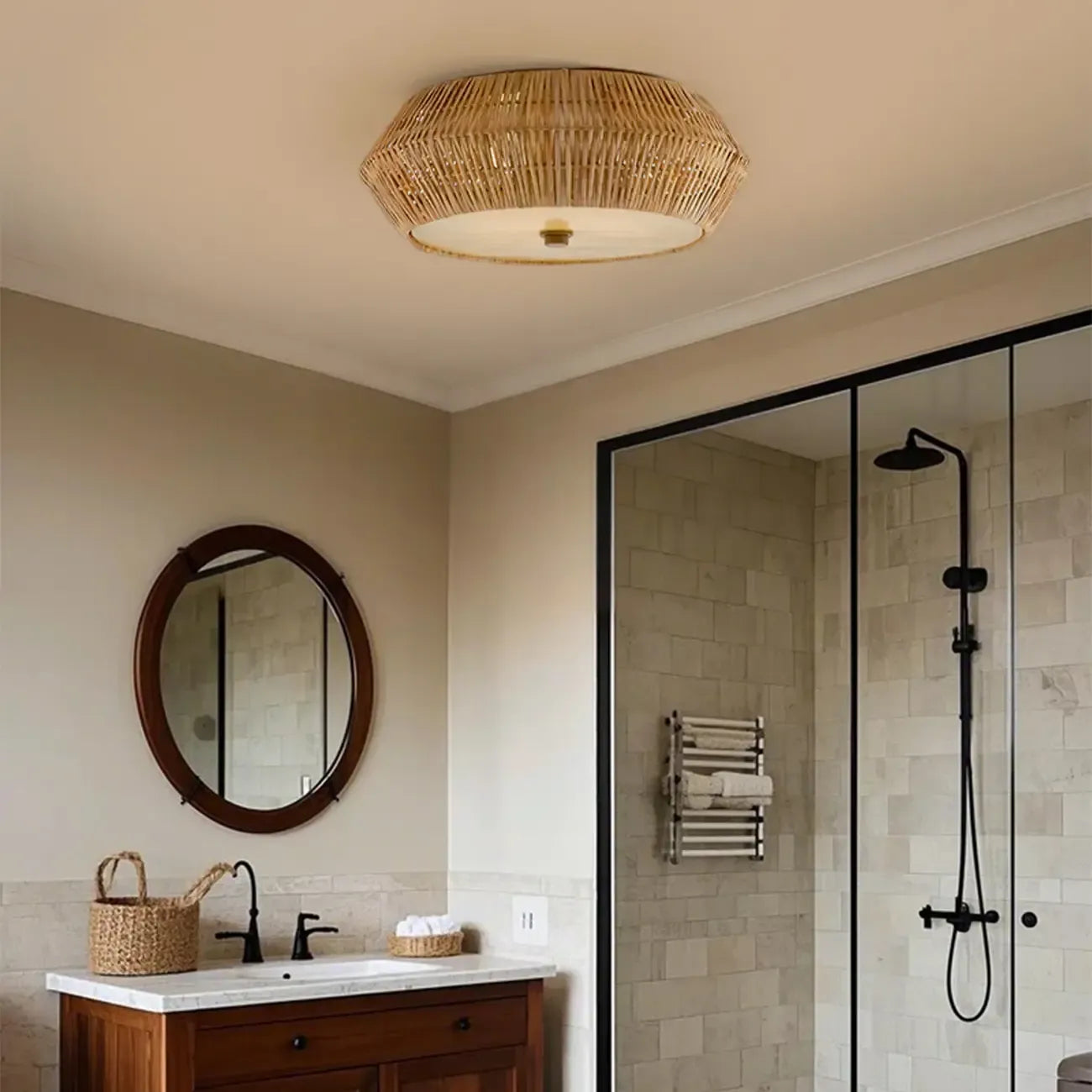 Oriental Cylinder Flush Mount Ceiling Light for Bedroom